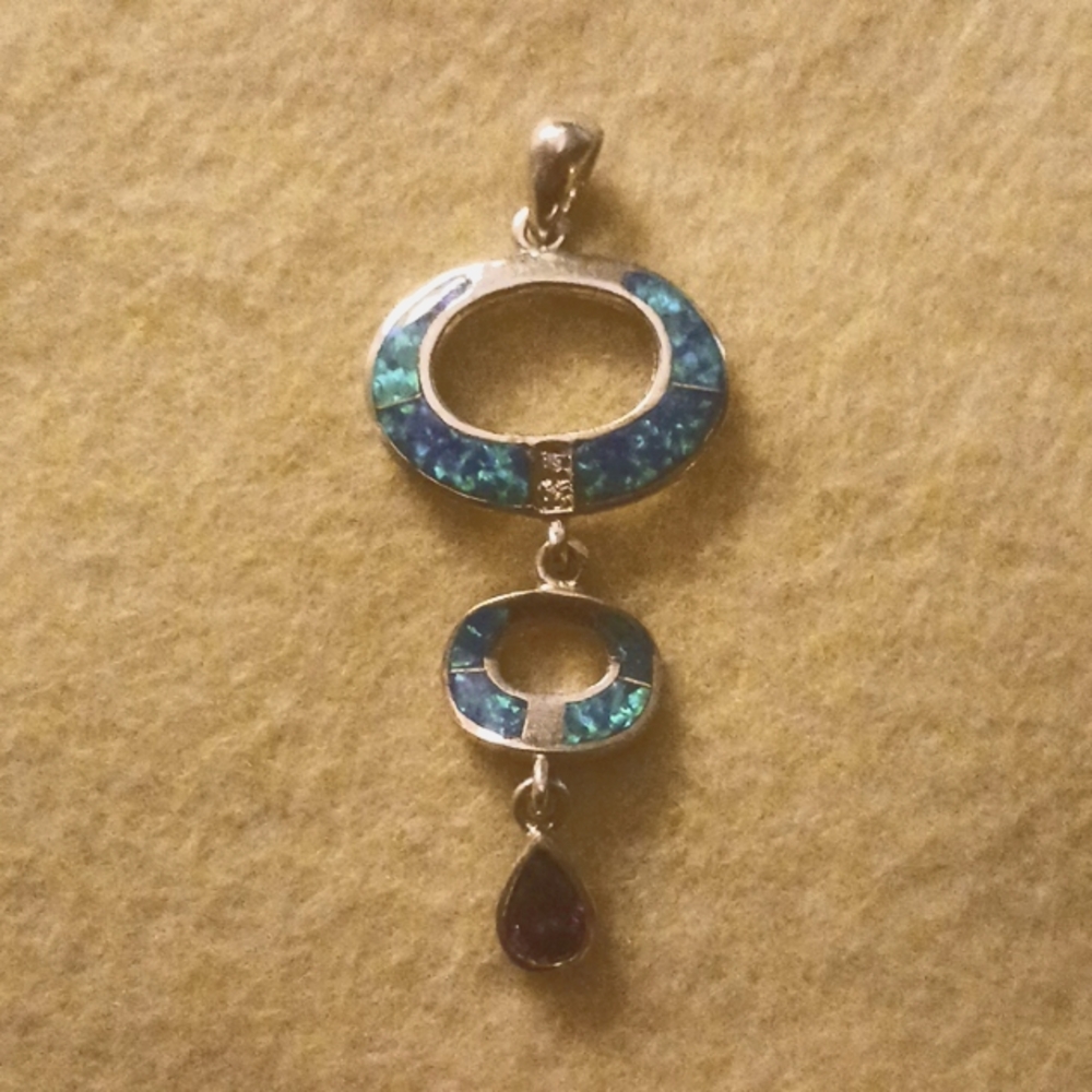 Fire opal and Amethyst pendant